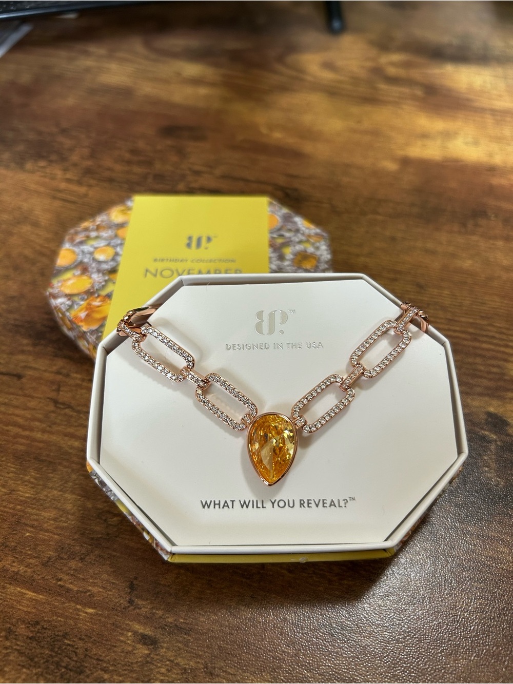Bomb Party November 2025 “Held In Flight” Rose Gold Necklace